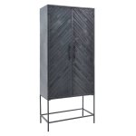 Rens Black Wooden Cabinet Metal Frame 2 Doors KD