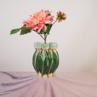 VASE-TULIPS- DOLOMITE-MINT/ GREEN-14X14X18CM
