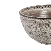 Elana White Round Ceramic Bowl With Grey Pattern M