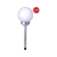 LED outside spherical spit "Ball" D: 25 cm, plastic earth skewer, white, with integrated LED