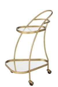 J-Line Service Cart Triangular Metal/Mirror Gold