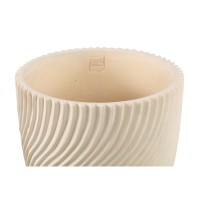 Lianna Cream Cement Round Pot Line Pattern L
