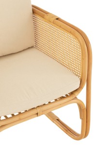 J-Line armchair + cushion - rattan/textile - natural/white