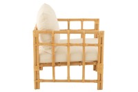 J-Line armchair Elise + Kcushion - rattan/textile - natural/white