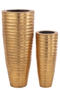 J-Line Set of 2 Vases Metal Egypt Metal Gold