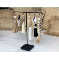 De Raffia Fishbone Keychain - Natural White