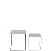 J-Line bijzettafel Vierkant - metaal - zilver/zwart