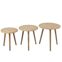 J-Line bijzettafel Patronen - bamboe/hout - naturel/wit