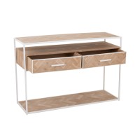 J-Line Console Zigzag 2 Lades Hout/Metaal Naturel/Wit