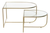 J-Line Set of 2 Tables Porte Metal/Glass Gold