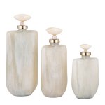 Aliza Pearl Glass Bottle  Statue With Shell Lid M