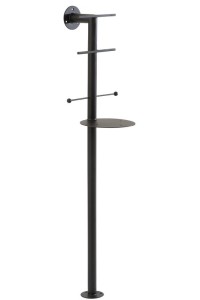 J -line mirror + wall shelf - iron/glass - white/black - 185 cm high