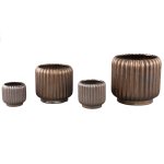 Eevie Bronze Round Ceramic Pot With Lines M