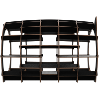 Eco Wood Art (EWA) 3D Bouwpakket Houten Huisje Zwart voor uw Kat met Wit Pluche Vachtje, 1737, 48x36,2x45,6cm