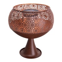 LED decorative solar light with a base of 25 cm high, with flame effect, for outside, made of rust-colored metal and plastic, with a firmly built-in LED