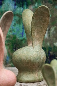 Remy Green Cement Rabbit Head Shaped Statue L