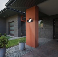 LED outer wall lamp "Motus" made of metal and plastic in black, with integrated LED