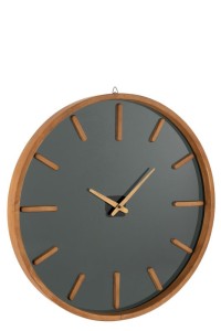 J-Line Round clock - wood/glass - brown/black - Ø 80 cm