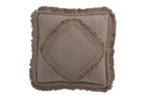 J-Line cushion Fringe Square - cotton - taupe