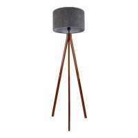 Staande lamp "Filco" Ø Ca. 45 cm, 147 cm hoog, gemaakt van hout en plastic in bruin en grijs, voor E27, voor woonkamer, slaapkamer en eetkamer