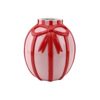 Vaas - Bloemvaaslint- Dolomiet - Lichtroze/ rood - 17x17x17,5cm