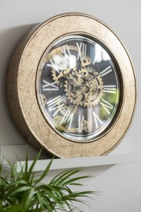 J-Line Clock interior - wood - gold - Ø 50 cm