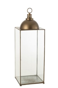 J-Line lantern Hagrid - glass/iron - bronze - large