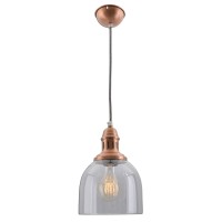 Glazen hanglamp "Mumbai", retro klassiek gemaakt van metaal en glas in koper, E27