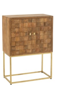 J-Line Nino Cabinet on Stand Metal/Mango Wood Natural/Gold