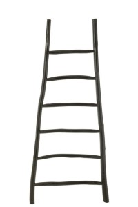 J-Line Ladder 6 Steps Teak Wood Black