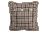 J-Line cushion Check Button - polyester - beige/white