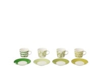 J-Line bag + saucer Box - ceramic - green - S - box of 4 pieces