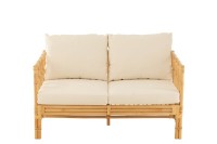 J-Line sofa Elise + cushion 2 Persons - rattan/textile - natural/white