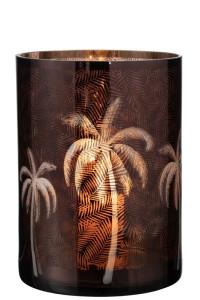 J-Line lantern Palm tree - glass - brown - extra large