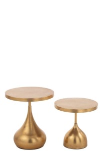 J-Line Set of 2 Side Tables Drop Metal Gold