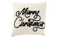 J-Line Cushion Merry Christmas Bouclé White/Black