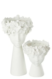 J-Line Flowerpot Head Resine White Large