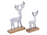 Decorative figure set of 2 deer stand 14/20x22/32cm decorative figure aluminum mango wood