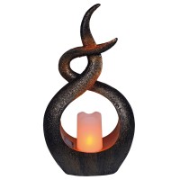 LED solar decol light "candle flame", for outside, brown plastic, integrated LED.