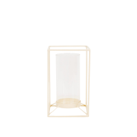 Lantaarn - metaal/glas - zand - 14,5x14,5x25cm
