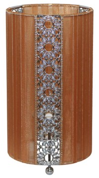 Fabric table lamp "Sheryl" made of metal, plastic and textile in brown, E14