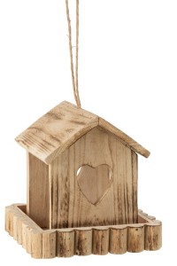 J-Line Bird Box With Edge Wood Beige