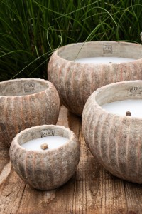 Yasmeene Brown Cement Outdoor Candle M