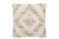 J-Line cushion Ethnic Squares - wool/cotton - cream/beige