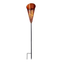 LED Solar-Erdspieß "TORCH" Außen-Erdspieß aus Metall und Kunststoff in Kupfer, mit integrierter LED