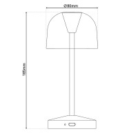 2 Set LED battery table light "Gomba" for outside and inside, made of metal and plastic in black, 18.5 cm high