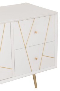 J-Line sideboard Lines 4 Drawers 2 Doors - wood/metal - white/gold
