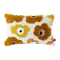 Bethanie Yellow Rect Embroidery Flower Cushion