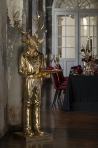 J-Line decoratie Hert Ober Plateau - polyresin - goud
