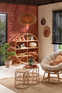 J-Line Rack 3 Shelves Rattan Natural